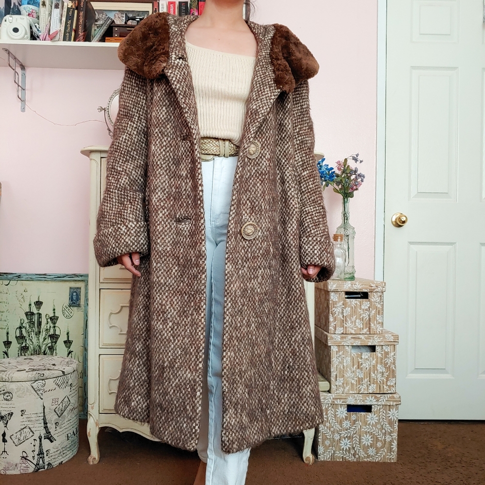 Vintage late 50s to early 60s Faux Fur Winter Coat